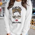 Womens Born In July Birthday Gift Leopard July Girl Women Graphic Long Sleeve T-shirt Gifts for Her