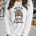 Womens Funny Captain Wife Dibs On The Captain Saying Cute Messy Bun Women Graphic Long Sleeve T-shirt Gifts for Her