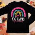 100 Days Smarter 100 Days Of School Rainbow Teachers Kids Women Graphic Long Sleeve T-shirt Personalized Gifts