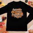 Autumn Leaves And Pumpkins Please Leopard Fall Women Graphic Long Sleeve T-shirt Funny Gifts