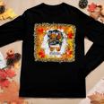 Funny Mom Life Messy Bun Pumpkin Spice Vibes Fall Women Graphic Long Sleeve T-shirt Personalized Gifts