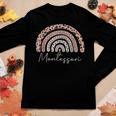 Montessori Teacher Leopard Rainbow Appreciation Teachers Women Graphic Long Sleeve T-shirt Personalized Gifts
