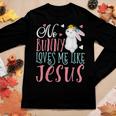 No Bunny Loves Me Like Jesus Christian Easter Girls Gifts Women Graphic Long Sleeve T-shirt Personalized Gifts