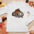 Mama Pumpkin Leaopard Orange Pumpkins Fall Women Graphic Long Sleeve T-shirt