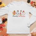 Christmas Funny Cat Meowy Christmas Gift For Cat Lovers Women Graphic Long Sleeve T-shirt Funny Gifts