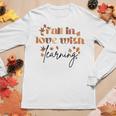 Fall Teacher Fall In Love With Learning Teacher Thanksgiving Women Graphic Long Sleeve T-shirt Personalized Gifts