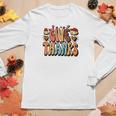 Give Thanks Groovy Style Retro Fall Season Women Graphic Long Sleeve T-shirt Funny Gifts