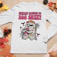 Groovy Pink Ribbon Mom Breast Cancer Is Boo Sheet Halloween V2 Women Graphic Long Sleeve T-shirt Personalized Gifts