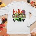 Hello Sweater Weather Pumpkin Fall Women Graphic Long Sleeve T-shirt Funny Gifts