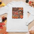Here For The Boos Groovy Fall Women Graphic Long Sleeve T-shirt Funny Gifts