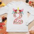 Kids 2 Year Old Gifts 2Nd Birthday Girls Unicorn Face Flower Women Graphic Long Sleeve T-shirt Personalized Gifts