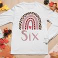 Kids 6 Year Old Leopard Rainbow Birthday Party Cute Girl 6Th Gift Women Graphic Long Sleeve T-shirt Personalized Gifts