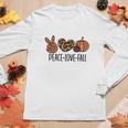 Peace Love Fall Leopard Heart Pumpkin Women Graphic Long Sleeve T-shirt Funny Gifts