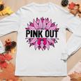 Pink Out Breast Cancer Awareness Sunflower Pink Women Graphic Long Sleeve T-shirt Personalized Gifts