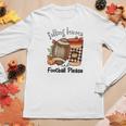Vintage Autumn Falling Leaves And Football Please Women Graphic Long Sleeve T-shirt Funny Gifts