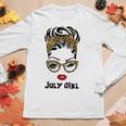 Womens Born In July Birthday Gift Leopard July Girl Women Graphic Long Sleeve T-shirt Personalized Gifts