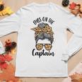 Womens Funny Captain Wife Dibs On The Captain Saying Cute Messy Bun Women Graphic Long Sleeve T-shirt Personalized Gifts
