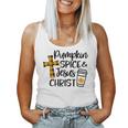 Hello Fall Pumpkin Spice & Jesus Christ Fall Christian Gift Women Tank Top Basic Casual Daily Weekend Graphic