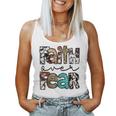 Leopard Faith Over Fear Cowboy Western Country Christian Women Tank Top Basic Casual Daily Weekend Graphic