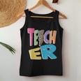 Teacher Colorful Distressed Leopard Lightning Bolt Trendy Women Tank Top Basic Casual Daily Weekend Graphic Personalized Gifts