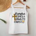Hello Fall Pumpkin Spice & Jesus Christ Fall Christian Gift Women Tank Top Basic Casual Daily Weekend Graphic Personalized Gifts