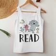 Teacher Library Funny Read Book Club Piggie Elephant Pigeons Women Tank Top Basic Casual Daily Weekend Graphic Personalized Gifts