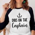 Funny Captain Wife Dibs On The Captain Quote Anchor Sailing V3 Women Baseball Tee Raglan Graphic Shirt