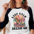 Keep Calm Dream On Vintage Boho Design V2 Women Baseball Tee Raglan Graphic Shirt