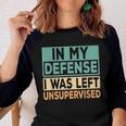 In My Defense I Was Left Unsupervised Funny Saying Retro Women Baseball Tee Raglan Graphic Shirt