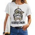 Air Force Mom Messy Bun Sunglasses Military Mom Women T-shirt