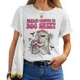 Groovy Pink Ribbon Mom Breast Cancer Is Boo Sheet Halloween V2 Women T-shirt