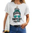 Support Squad For Women Ovarian Cancer Messy Bun Women T-shirt