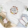 Autumn Wreath Grateful Thankful Blessed Fall Gift Women T-shirt Casual Daily Crewneck Short Sleeve Graphic Basic Unisex Tee
