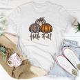 Hallo Fall Three Pumpkins Women T-shirt Funny Gifts