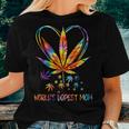 Worlds Dopest Mom Fun Weed Leaf 420 Sunflower Cool Cannabis Women T-shirt Gifts for Her