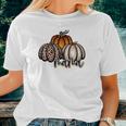 Mama Pumpkin Leaopard Orange Pumpkins Fall Women T-shirt Casual Daily Crewneck Short Sleeve Graphic Basic Unisex Tee