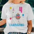 4Th Birthday I Am 4 Years Old And Llamazing Llama Girl Ns Women T-shirt Gifts for Her
