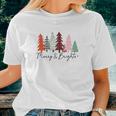 Christmas Tree Merry And Bright Retro Women T-shirt Gifts for Her