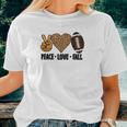 Peace Love Fall Football Leopard Heart Women T-shirt Gifts for Her