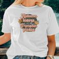 Retro Fall Autumn Leaves And Pumpkins Please Autumn Women T-shirt Gifts for Her