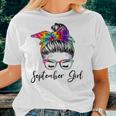 September Girl Wink Eye Woman Face Was Born In September Women T-shirt Gifts for Her