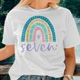 Seven Year Old Rainbow 7Th Birthday For Girls 7 Bday V3 Women T-shirt Gifts for Her