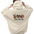 Peace Love Fall Leopard Heart Pumpkin Aesthetic Words Graphic Back Print Hoodie Gift For Teen Girls
