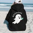 Halloween Booooks Ghost Reading Boo Read Books Library Aesthetic Words Graphic Back Print Hoodie Gift For Teen Girls