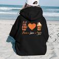 Peace Love Pumpkin Spice Fall Autumn Plaid Drinks Halloween Aesthetic Words Graphic Back Print Hoodie Gift For Teen Girls