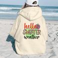 Hello Sweater Weather Pumpkin Fall Aesthetic Words Graphic Back Print Hoodie Gift For Teen Girls