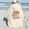 Retro Christmas Holly Jolly Babe Smiley Face Vintage Christmas Aesthetic Words Graphic Back Print Hoodie Gift For Teen Girls