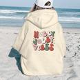 Retro Christmas Holly Jolly Vibes Aesthetic Words Graphic Back Print Hoodie Gift For Teen Girls