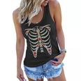 Halloween Day Of Dead Skeleton Flowers Decorated Women Flowy Tank