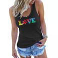 Love Puzzle Pieces Heart Autism Awareness Tie Dye Gifts Women Flowy Tank